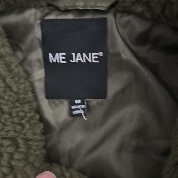 NWOT Me Jane Teddy jacket, long, olive green, women’s size medium. - Picture 6 of 7